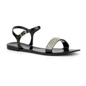 Olivia Miller Sandals Palizzi Jelly Open Toe Rhinestone Black Size 7 NWB